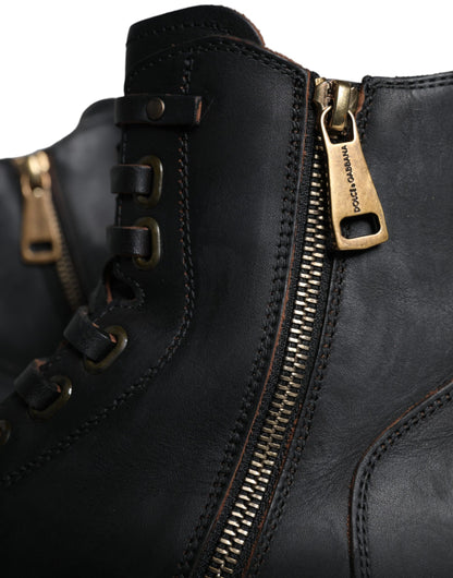 Bottes mi-mollet noires à lacets Dolce &amp; Gabbana pour hommes
