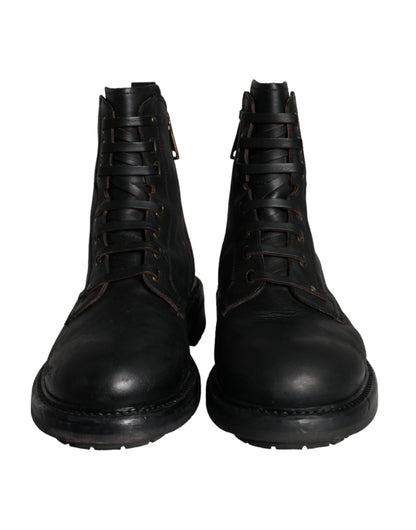Bottes mi-mollet noires à lacets Dolce &amp; Gabbana pour hommes