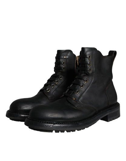 Bottes mi-mollet noires à lacets Dolce &amp; Gabbana pour hommes