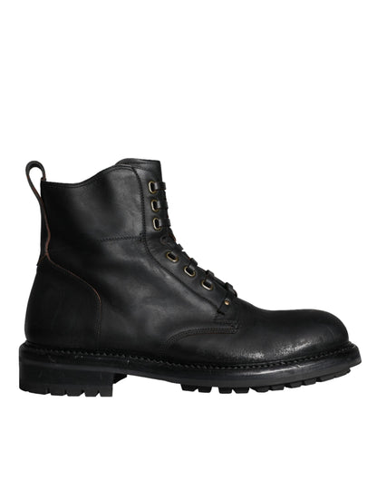 Bottes mi-mollet noires à lacets Dolce &amp; Gabbana pour hommes