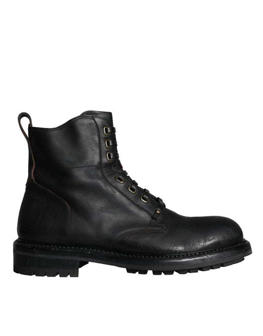 Bottes mi-mollet noires à lacets Dolce &amp; Gabbana pour hommes