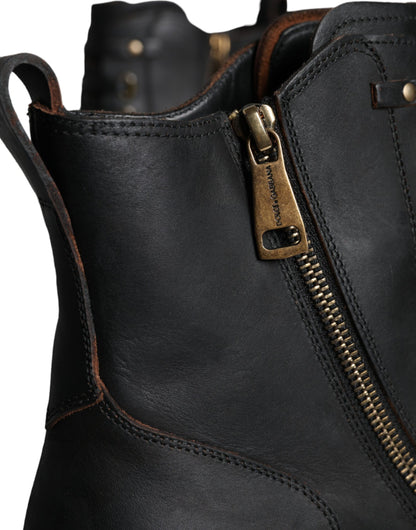 Bottes mi-mollet noires à lacets Dolce &amp; Gabbana pour hommes