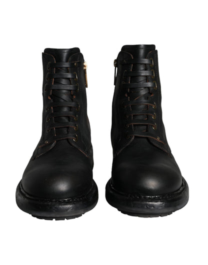 Bottes mi-mollet noires à lacets Dolce &amp; Gabbana pour hommes