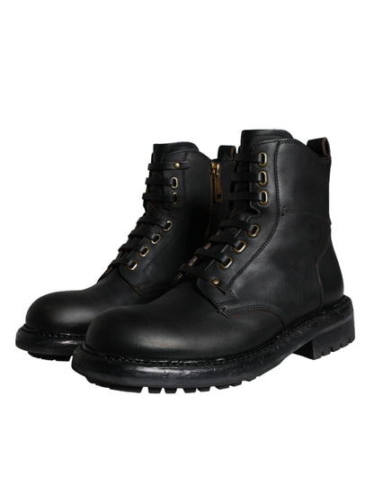 Bottes mi-mollet noires à lacets Dolce &amp; Gabbana pour hommes