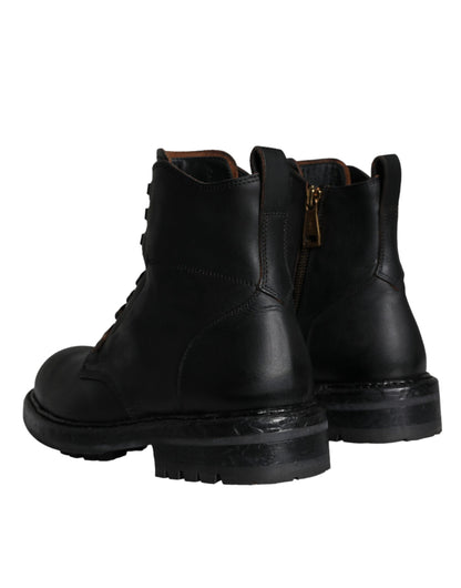 Bottes mi-mollet noires à lacets Dolce &amp; Gabbana pour hommes