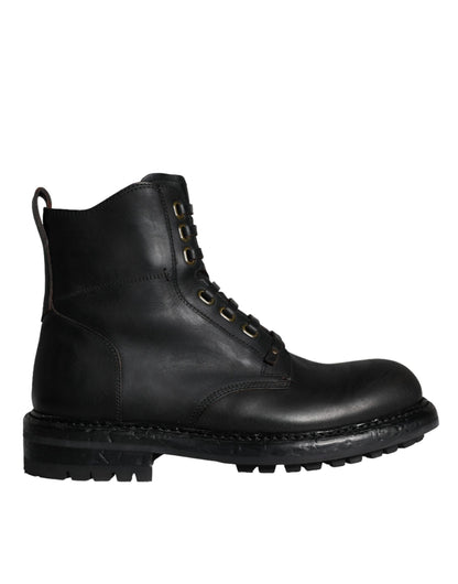 Bottes mi-mollet noires à lacets Dolce &amp; Gabbana pour hommes