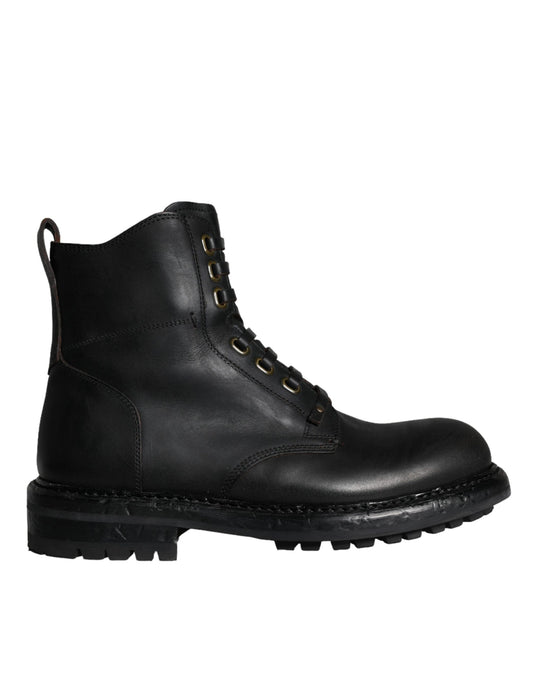 Bottes mi-mollet noires à lacets Dolce &amp; Gabbana pour hommes