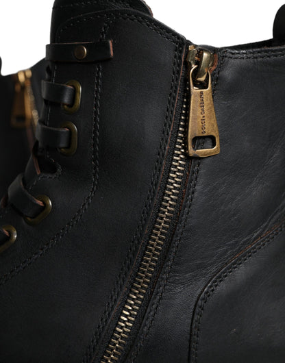 Bottes mi-mollet noires à lacets Dolce &amp; Gabbana pour hommes