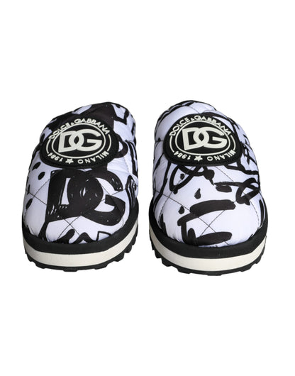 Sandales à logo matelassé noir et blanc Dolce &amp; Gabbana