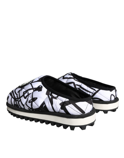 Sandales à logo matelassé noir et blanc Dolce &amp; Gabbana