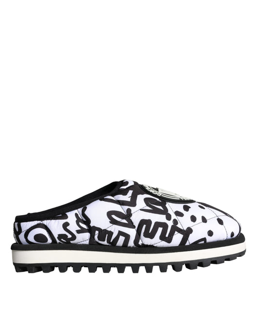 Sandales à logo matelassé noir et blanc Dolce &amp; Gabbana