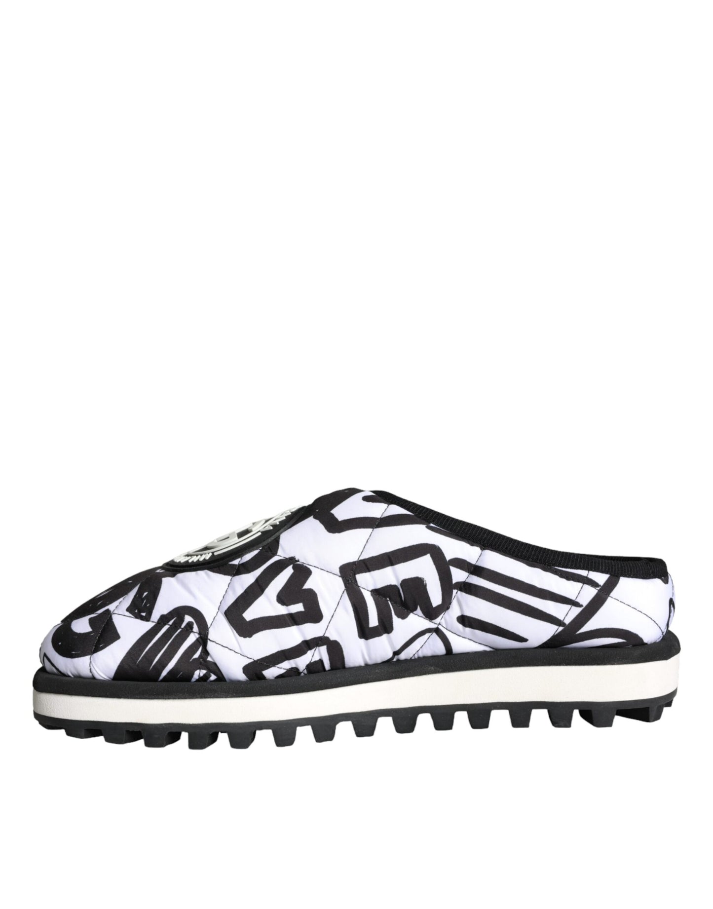 Sandales à logo matelassé noir et blanc Dolce &amp; Gabbana