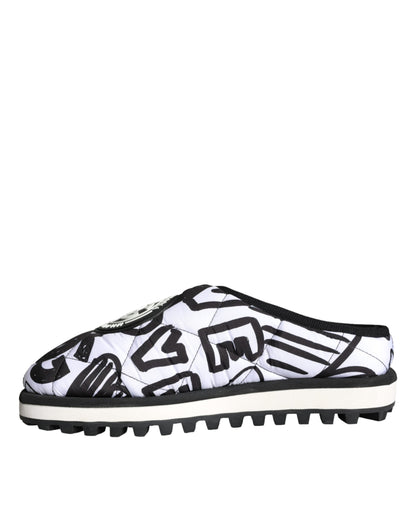 Sandales à logo matelassé noir et blanc Dolce &amp; Gabbana