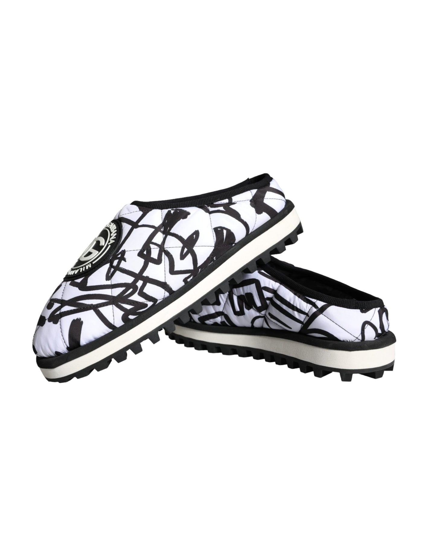 Sandales à logo matelassé noir et blanc Dolce &amp; Gabbana