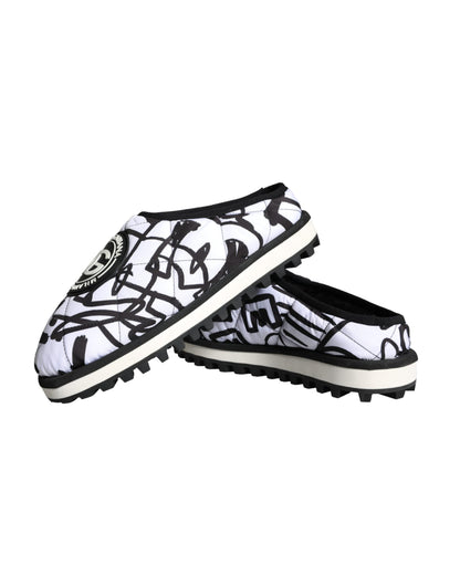 Sandales à logo matelassé noir et blanc Dolce &amp; Gabbana