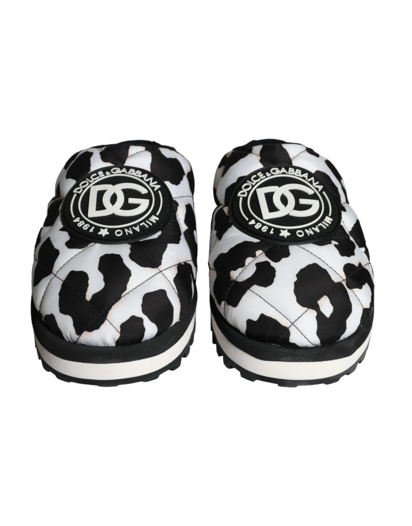 Sandales à logo matelassé noir et blanc Dolce &amp; Gabbana