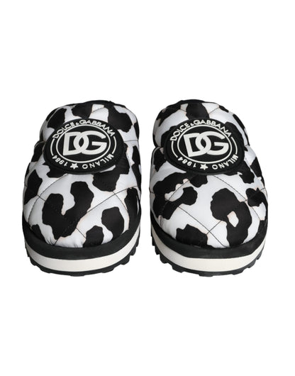 Sandales à logo matelassé noir et blanc Dolce &amp; Gabbana