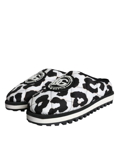 Sandales à logo matelassé noir et blanc Dolce &amp; Gabbana