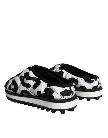 Sandales à logo matelassé noir et blanc Dolce &amp; Gabbana
