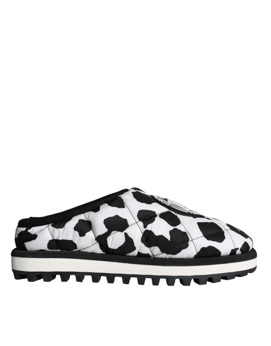 Sandales à logo matelassé noir et blanc Dolce &amp; Gabbana