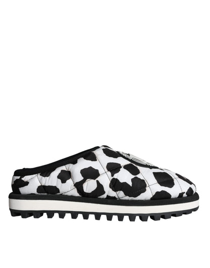 Sandales à logo matelassé noir et blanc Dolce &amp; Gabbana