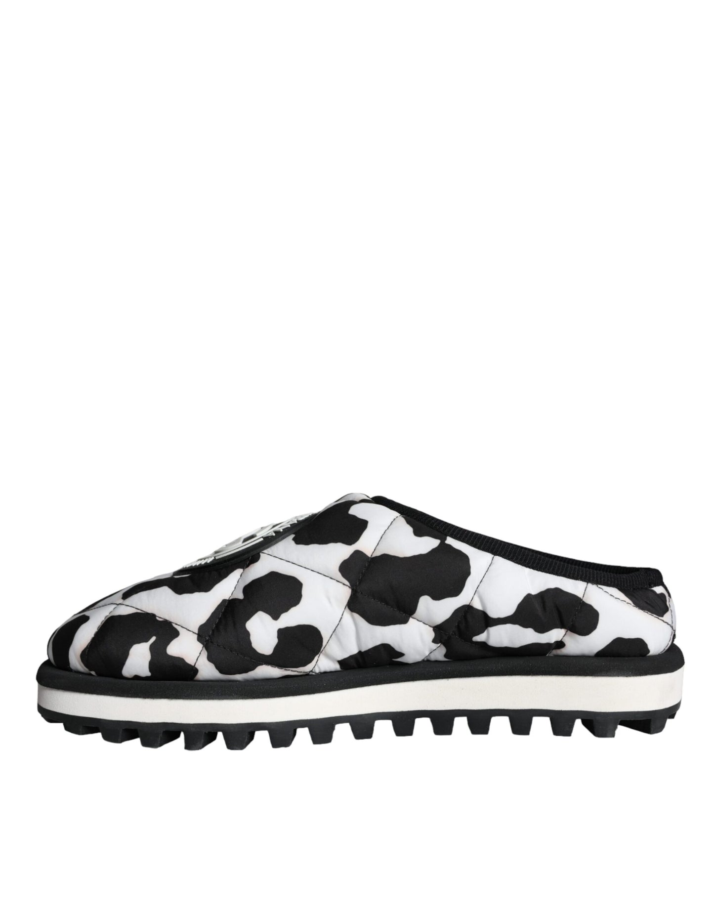 Sandales à logo matelassé noir et blanc Dolce &amp; Gabbana