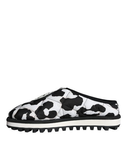 Sandales à logo matelassé noir et blanc Dolce &amp; Gabbana
