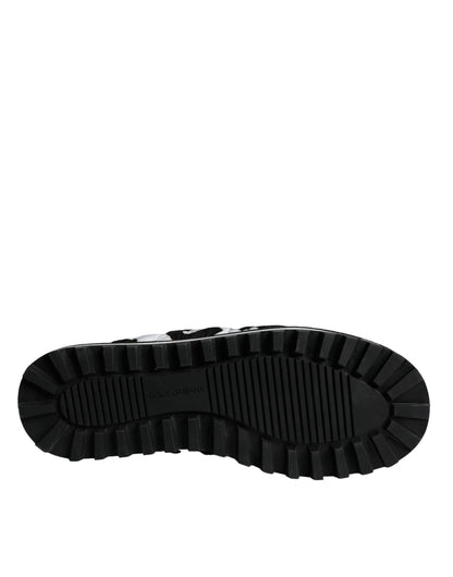 Sandales à logo matelassé noir et blanc Dolce &amp; Gabbana