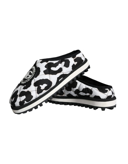 Sandales à logo matelassé noir et blanc Dolce &amp; Gabbana