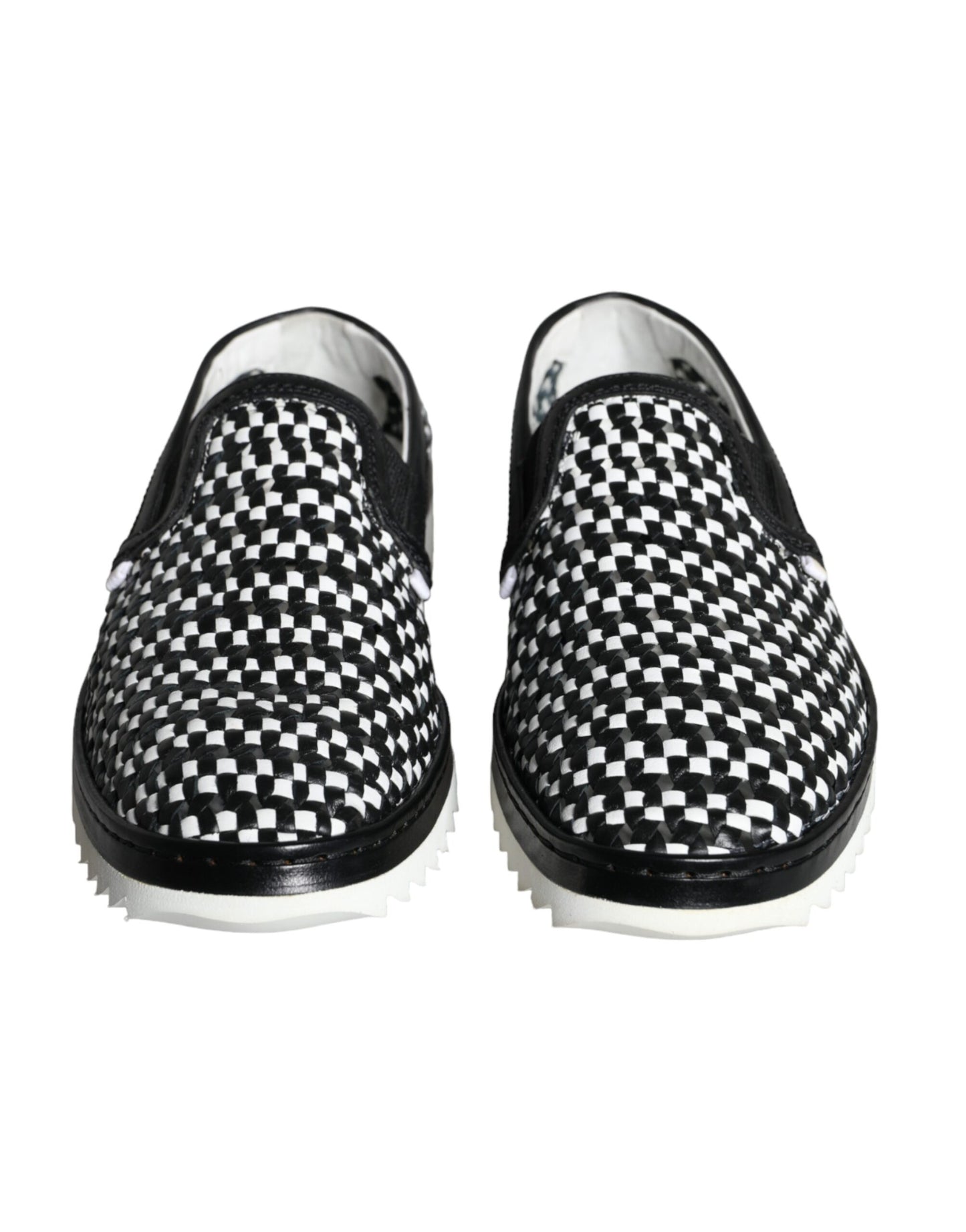 Mocassins à enfiler tissés noirs et blancs Dolce &amp; Gabbana pour homme