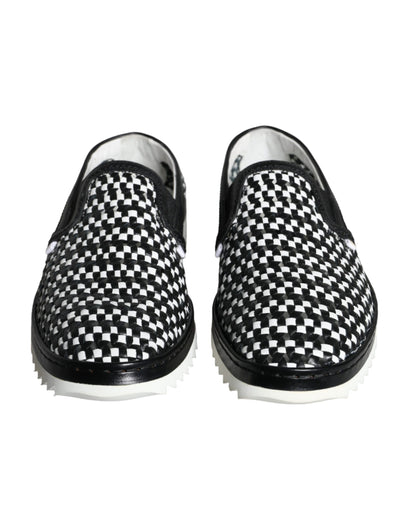 Mocassins à enfiler tissés noirs et blancs Dolce &amp; Gabbana pour homme