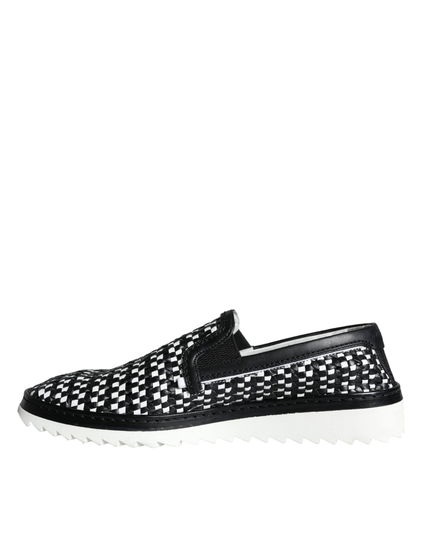 Mocassins à enfiler tissés noirs et blancs Dolce &amp; Gabbana pour homme