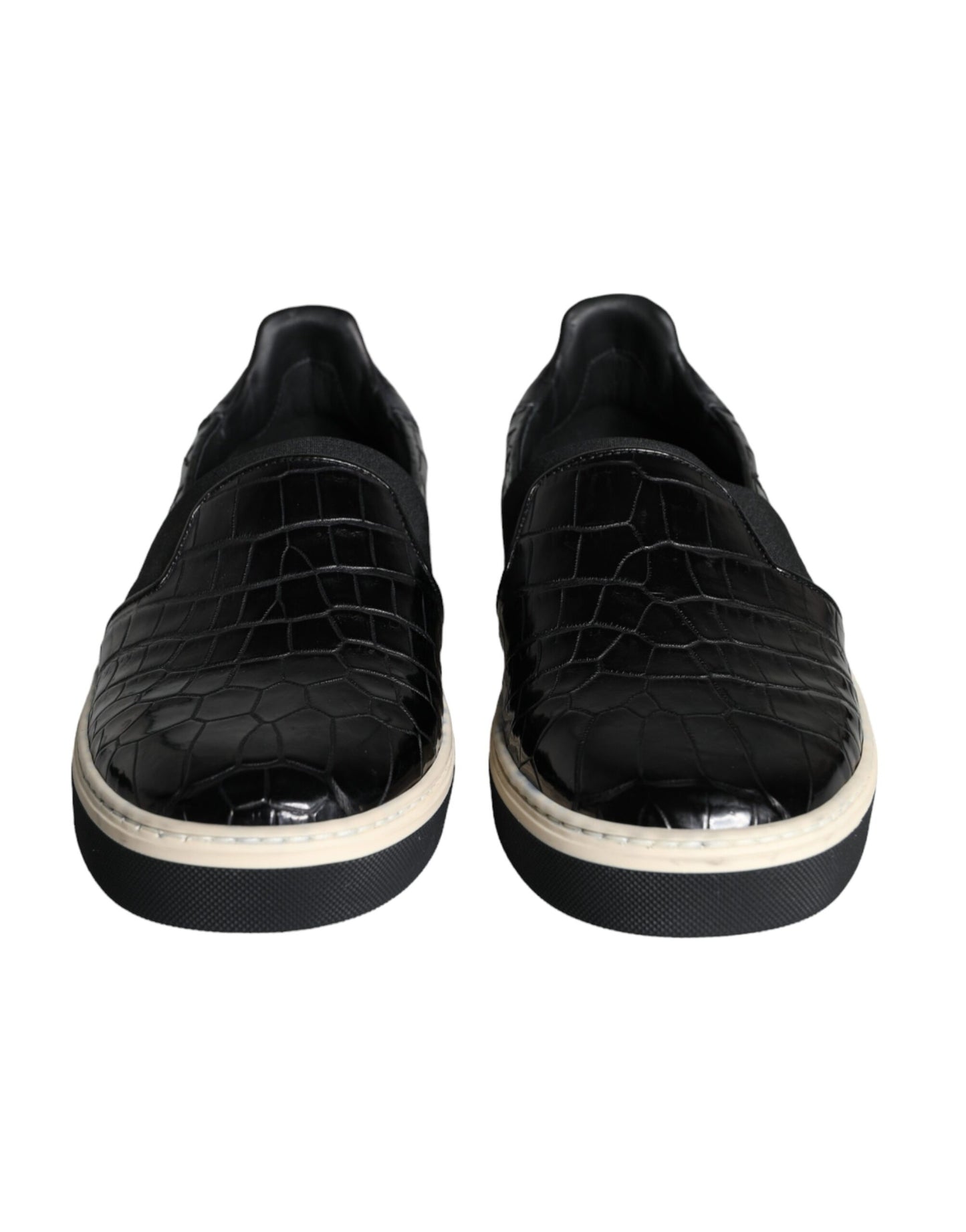Mocassins en cuir noir Dolce &amp; Gabbana, chaussures décontractées