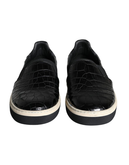 Mocassins en cuir noir Dolce &amp; Gabbana, chaussures décontractées