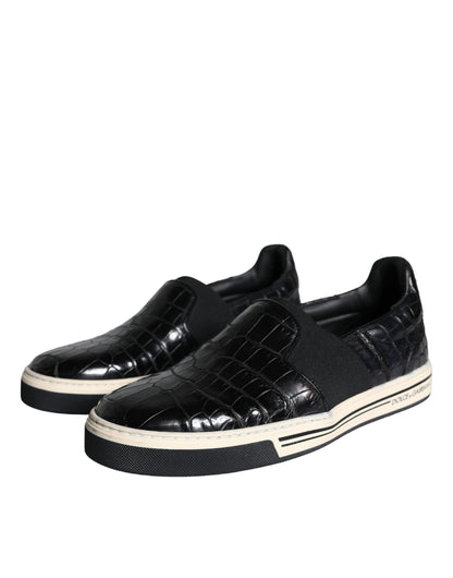 Mocassins en cuir noir Dolce &amp; Gabbana, chaussures décontractées