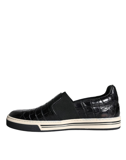 Mocassins en cuir noir Dolce &amp; Gabbana, chaussures décontractées