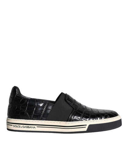Mocassins en cuir noir Dolce &amp; Gabbana, chaussures décontractées