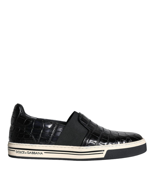Mocassins en cuir noir Dolce &amp; Gabbana, chaussures décontractées