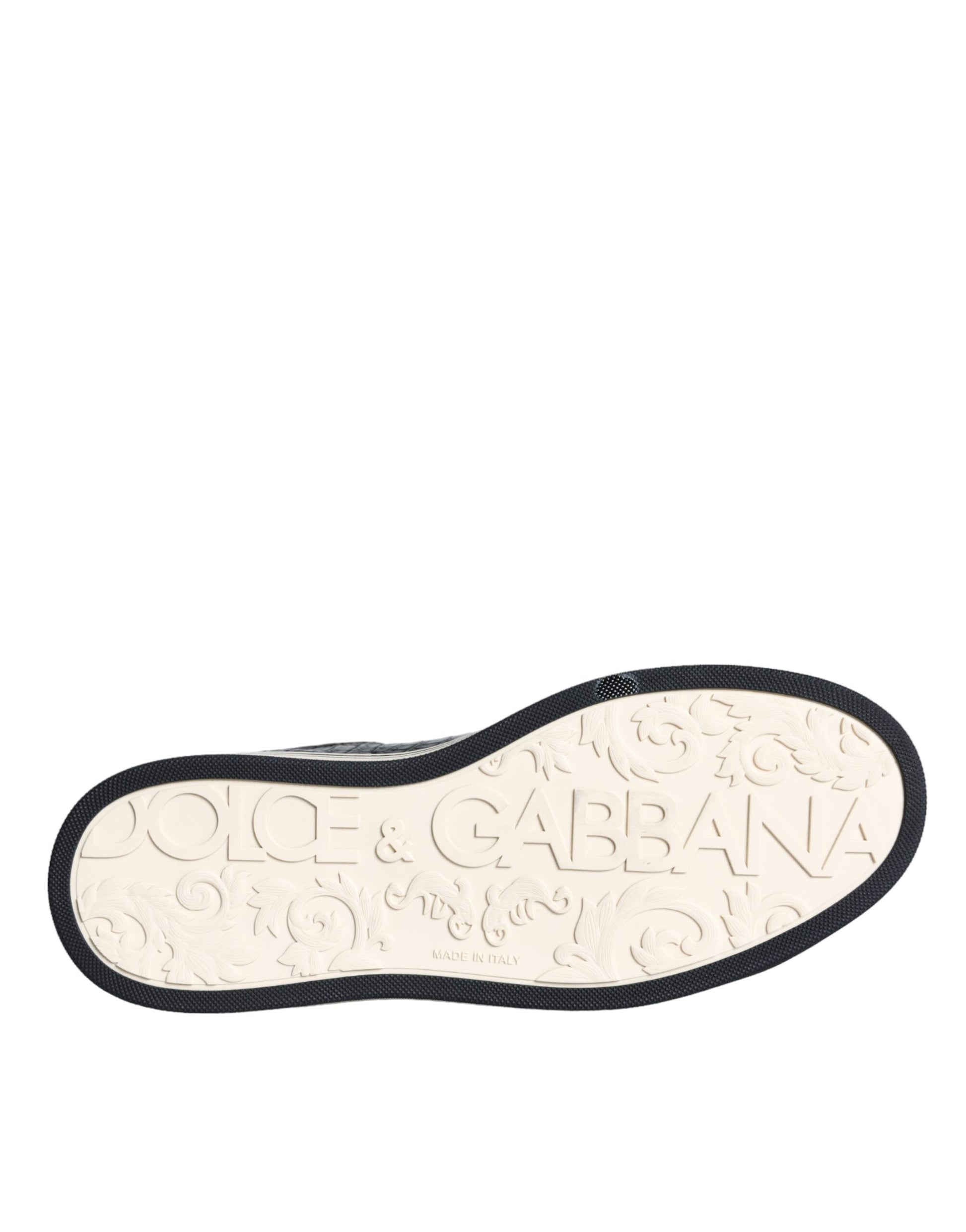 Dolce & Gabbana Black Leather Men Low Top Sneakers Shoes by Dolce & Gabbana