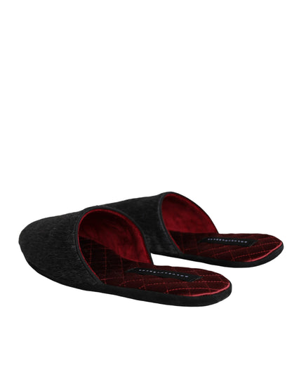 Dolce &amp; Gabbana - Claquettes en fausse fourrure noire - Chaussures à enfiler