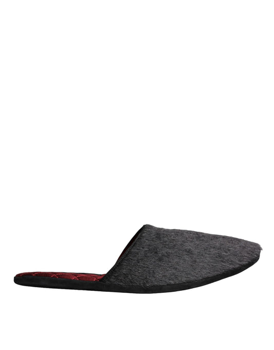 Dolce &amp; Gabbana - Claquettes en fausse fourrure noire - Chaussures à enfiler