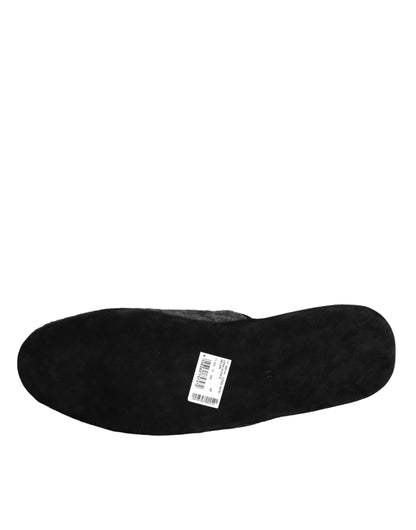 Dolce &amp; Gabbana - Claquettes en fausse fourrure noire - Chaussures à enfiler