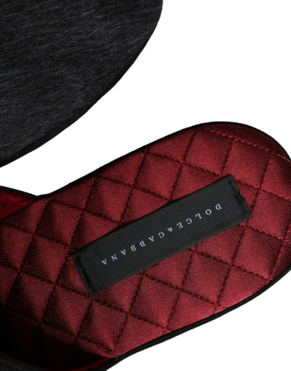 Dolce &amp; Gabbana - Claquettes en fausse fourrure noire - Chaussures à enfiler