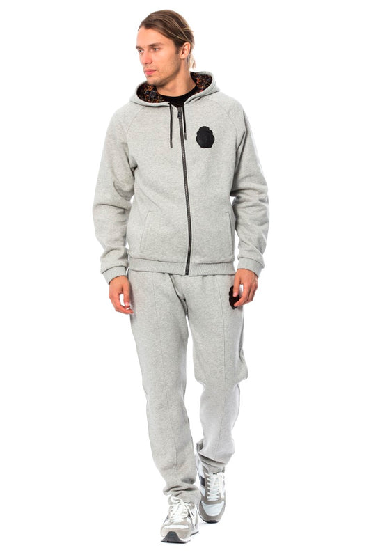 Sweat-shirt à capuche en coton gris élégant de la couture italienne milliardaire