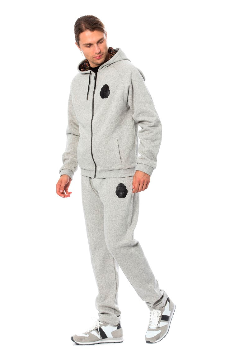 Sweat-shirt à capuche en coton gris élégant de la couture italienne milliardaire