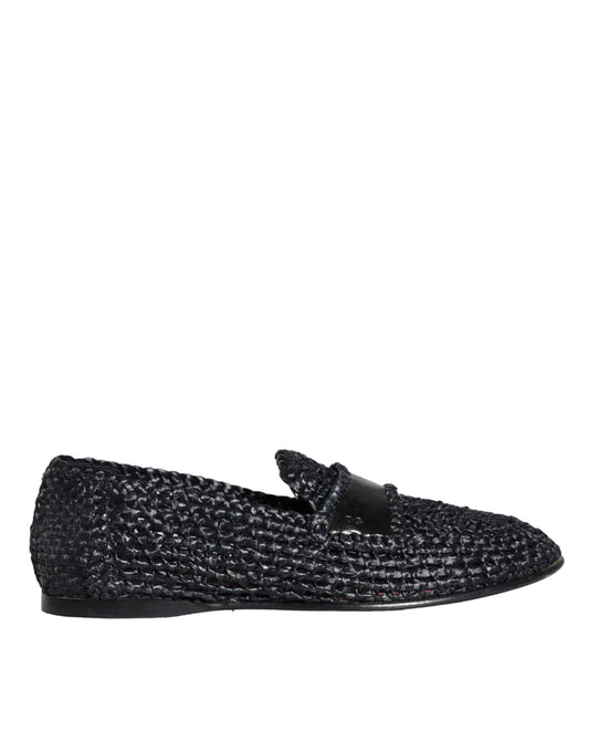 Mocassins à enfiler en raphia tressé noir Dolce &amp; Gabbana pour homme