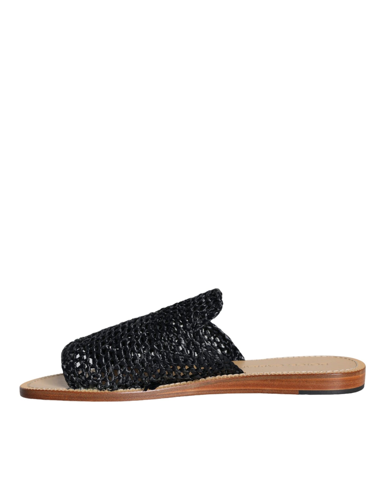 Claquettes en raphia tressé monochrome noir Dolce &amp; Gabbana