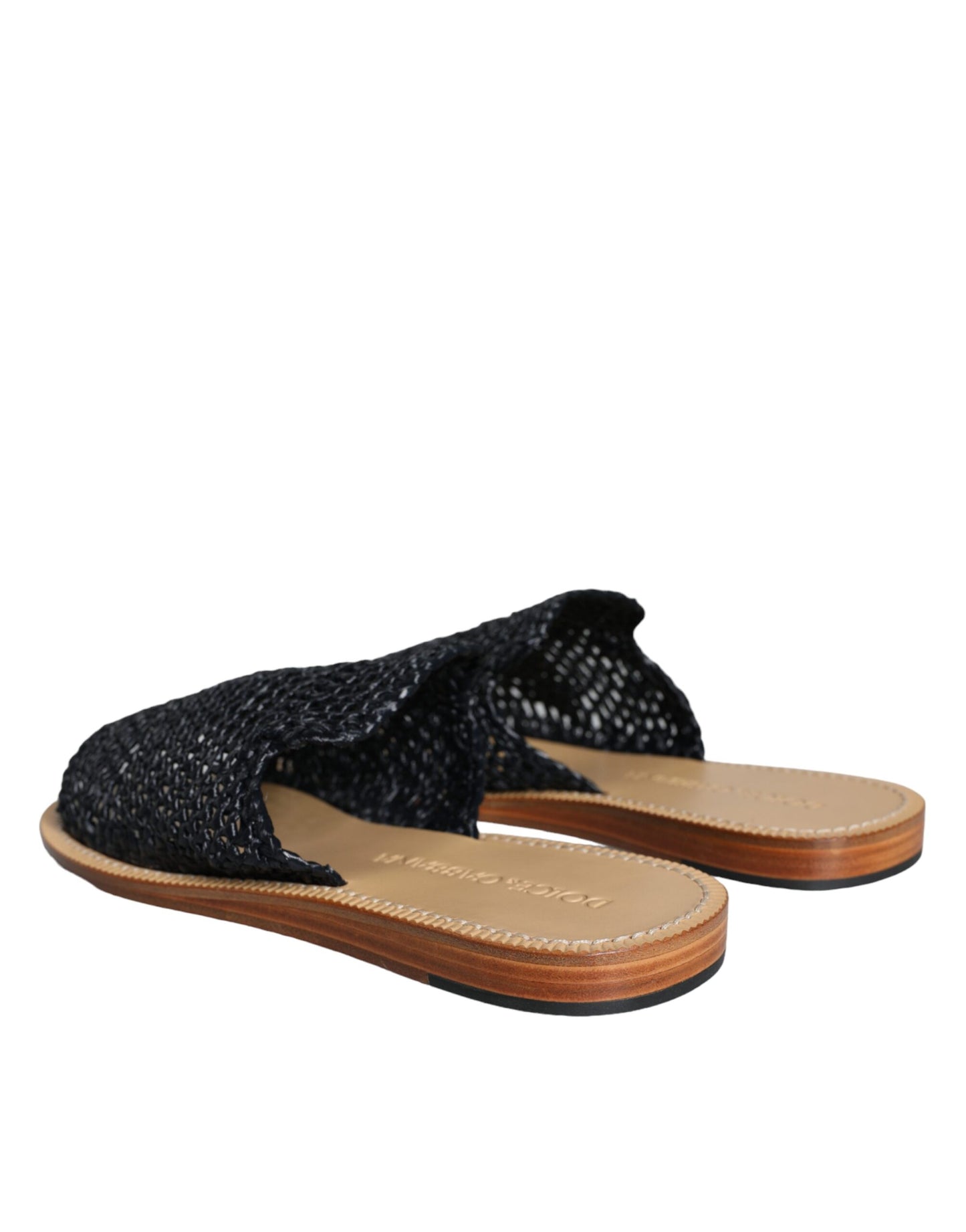 Claquettes en raphia tressé monochrome noir Dolce &amp; Gabbana