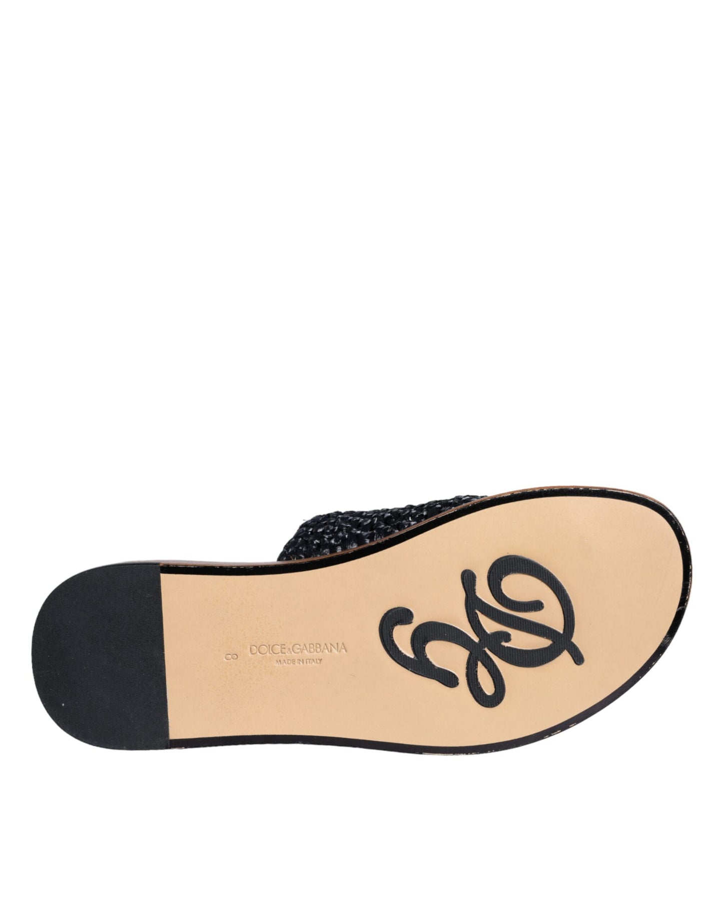 Claquettes en raphia tressé monochrome noir Dolce &amp; Gabbana