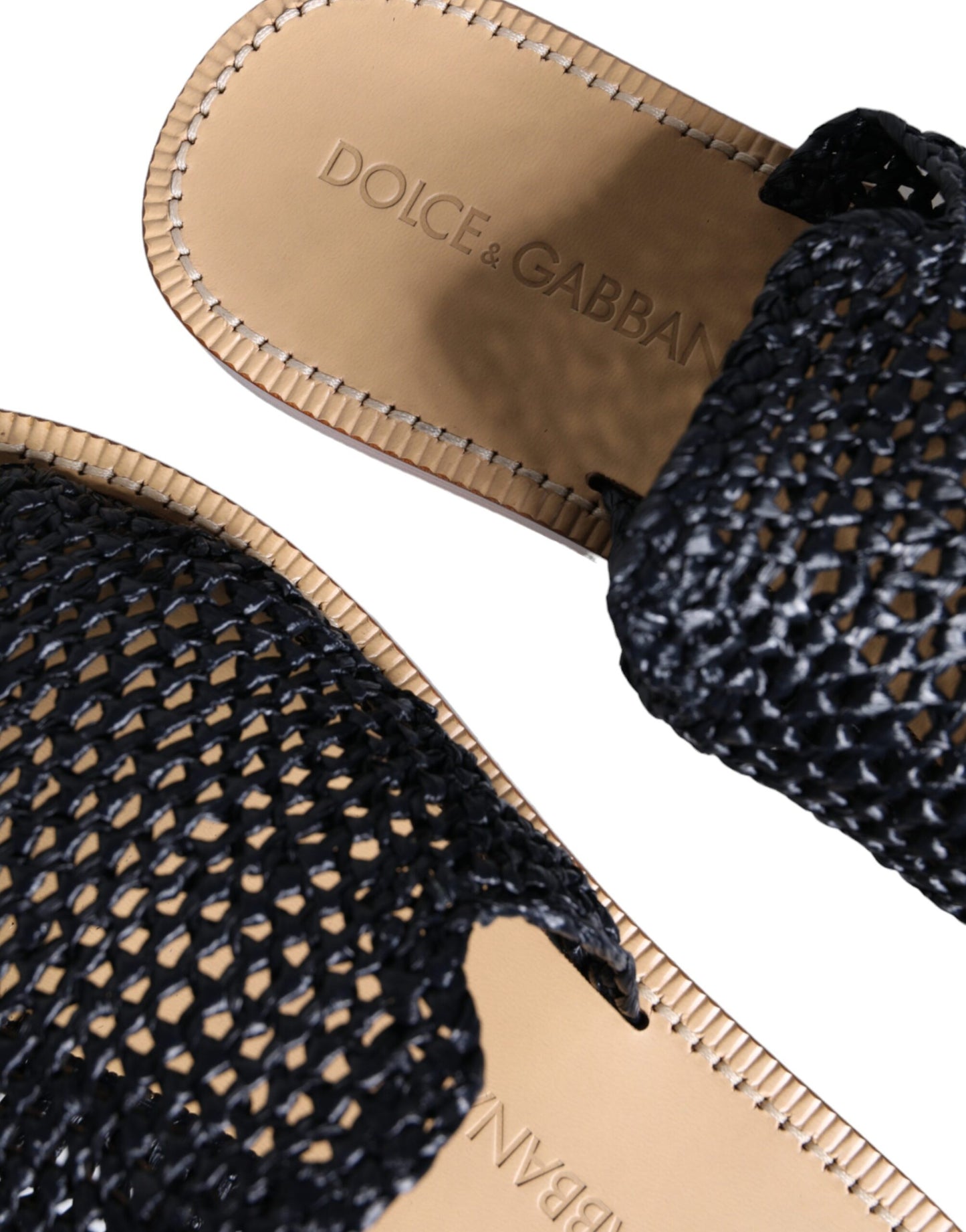 Claquettes en raphia tressé monochrome noir Dolce &amp; Gabbana